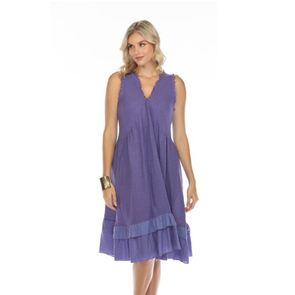 Purple Frayed Style Ruffle Hem Dress - Picture 5 of 13